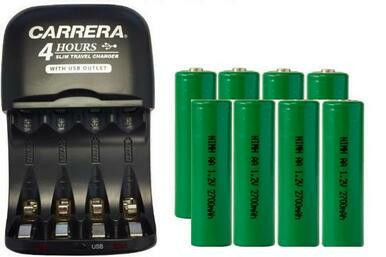 Carrera V3299USB AA AAA NiMH charger with eight AA batteries