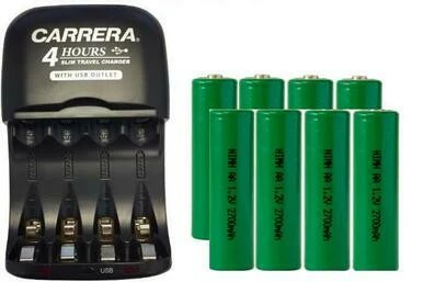 AA / AAA NiMH Charger with USB Plug & 8 x AA NiMH Batteries (2700 mAh)