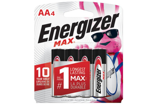AA Energizer MAX E91BP-4 Alkaline Batteries (4 Card)