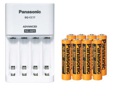 Panasonic BQ-CC17 Smart Battery Charger + 8 AAA NiMH Panasonic 700 mAh Rechargeable Batteries