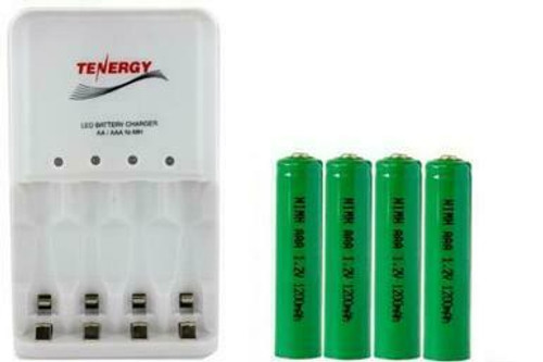 4 Bay AA / AAA LED Smart Charger & 4 x AAA NiMH 1200 mAh Batteries