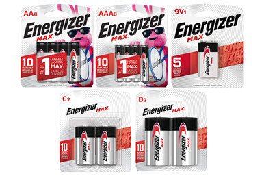 Energizer alkaline battery combo pack with AA, AAA, C, D, and 9V