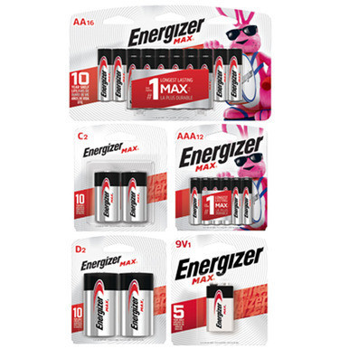 Energizer MAX alkaline battery combo pack with AA, AAA, C, D and 9V batteries