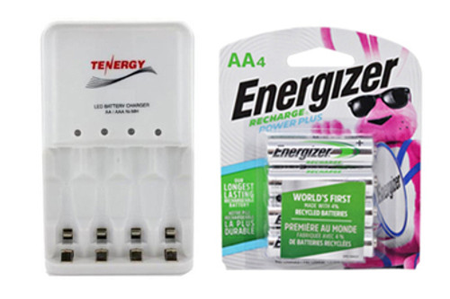 4 Bay AA / AAA LED Smart Battery Charger + 4 AA Energizer 2300 mAh NiMH Batteries (Low Discharge)