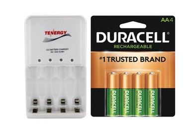 4 Bay AA / AAA LED Smart Battery Charger + 4 x AA Duracell 2500 mAh NiMH (DX1500) Batteries consumer sales and volume pricing