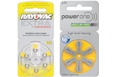 Rayovac and PowerOne Size 10 hearing aid batteries, 120 total
