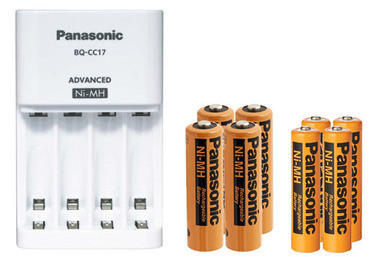 Panasonic BQ-CC17 smart battery charger with rechargeable AA and AAA batteries