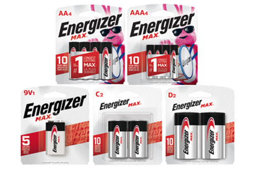 4 AA + 4 AAA + 2 C + 2 D + 1  9 Volt Energizer MAX Alkaline Battery Combo (On Cards)