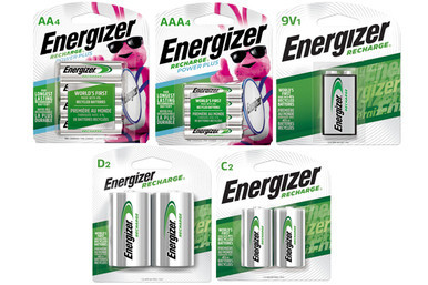 Energizer rechargeable NiMH battery combo pack with multiple sizes