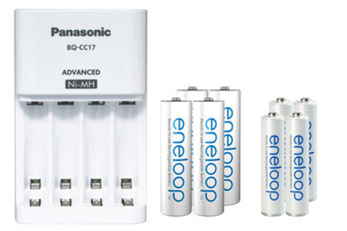 Panasonic BQ-CC17 Smart Battery Charger + 4 AA (2000mAh) + 4 AAA (800mAh) Panasonic Eneloop Rechargeable Batteries