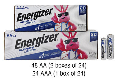 Energizer Ultimate Lithium AA and AAA battery pack, 72 count