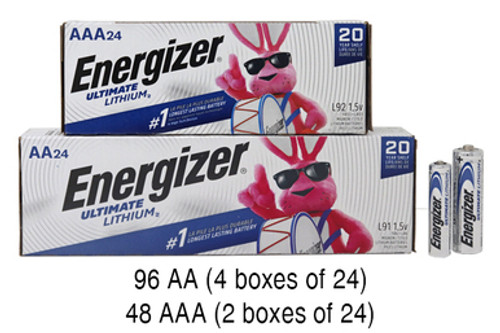 96 AA (L91) + 48 AAA (L92) Energizer Ultimate Lithium Batteries