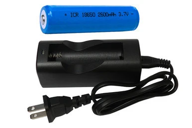Power Portable single-slot Li-Ion charger with 18650 button top battery