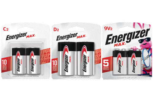 2 C + 2 D + 2  9 Volt Energizer MAX Alkaline Battery Combo (On Cards)