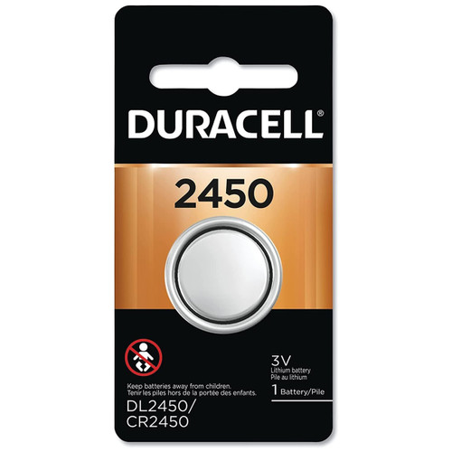 CR2450 Duracell 3 Volt Lithium Coin Cell Battery (On a Card)