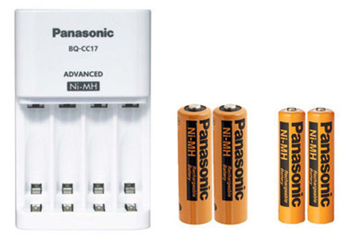 Panasonic BQ-CC17 Smart Battery Charger + 2 AA (2000mAh) + 2 AAA (700mAh) NiMH Panasonic Rechargeable Batteries