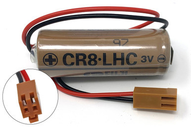 Fuji CR8-LHC PLC battery with wire leads and brown connector