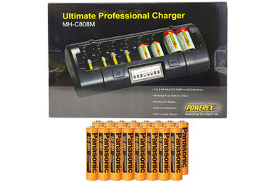 Powerex MH-C808M 8 bay LCD charger with Panasonic AAA batteries