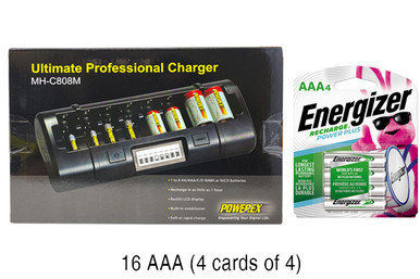 Powerex MH-C808M 8-bay LCD charger with Energizer AAA batteries