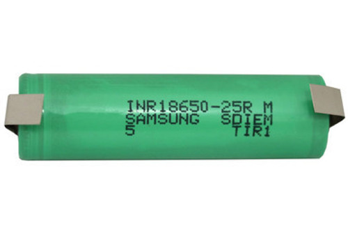 3.7 Volt Samsung 25R 18650 Lithium Ion Battery (2500 mAh) with tabs