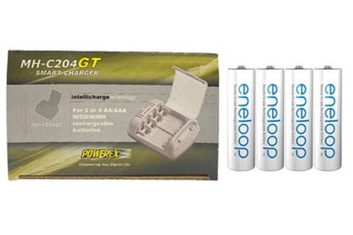 Powerex MH-C204GT AA / AAA Smart Battery Charger & 4 AA NiMH Panasonic (Sanyo) Eneloop Rechargeable Batteries (2000 mAh)