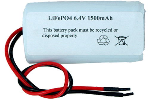 6.4 Volt LiFePO4 Battery Pack with Leads (1500 mAh)