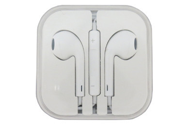 White Power Portable wired earbuds with 3.5mm connector and inline remote