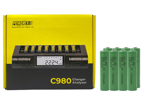 Powerex C980 Smart Charger & 8 AAA NiMH Batteries (1200 mAh)