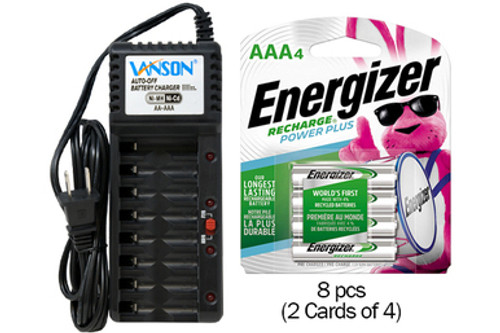 V-868 8 Bay AA & AAA Charger + 8 AAA (800 mAh) NiMH Energizer Batteries