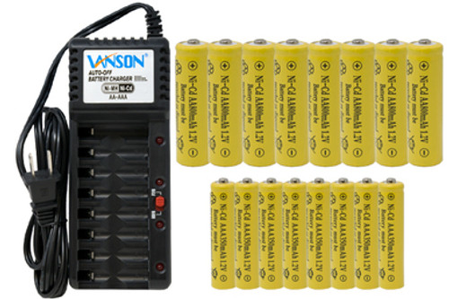 V-868 8 Bay AA & AAA Charger + 8 AA (800 mAh) + 8 AAA (350 mAh) NiCd Batteries