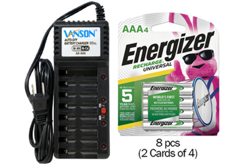 V-868 8 Bay AA & AAA Charger + 8 AAA (700 mAh) NiMH Energizer Batteries