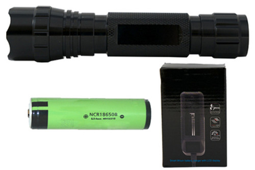 Tactical Cree XM-L2 LED - 900 Lumens Flashlight (S03) + 1 x 18650 3400mAh Rechargeable Battery + Charger