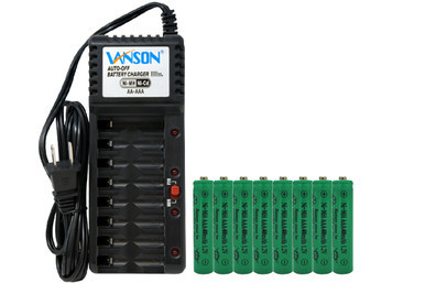 Vanson V-868 8 bay AA and AAA charger with eight AAA batteries