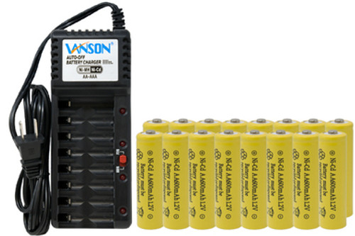 V-868 8 Bay AA & AAA Charger + 16 AA (600 mAh) NiCd Batteries