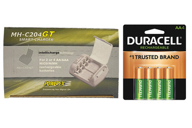 Powerex MH-C204GT AA / AAA Smart Battery Charger & 4 AA Duracell Rechargeable (DX1500) Batteries (2500 mAh) consumer sales and volume pricing