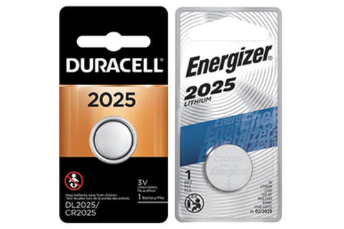 1 Energizer + 1 Duracell CR2025 3 Volt Lithium Coin Cell Batteries (2 Total)