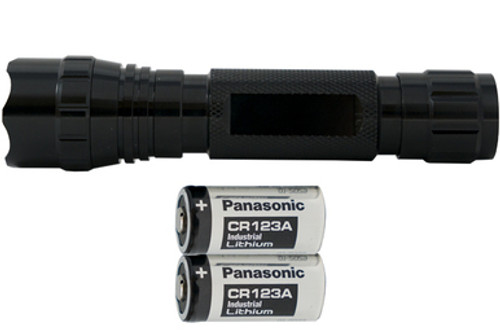 Tactical Cree XM-L2 LED - 900 Lumens Flashlight (S03) + 2 x Panasonic CR123 Batteries