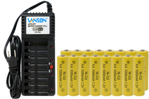 V-868 8 Bay AA & AAA Charger + 16 AA (1000 mAh) NiCd Batteries