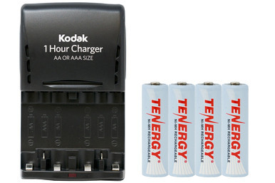 Kodak K6200 AA/AAA smart charger with four Tenergy AA batteries