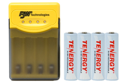 Quest Q2 Smart Charger + 4 AA Tenergy NiMH Rechargeable Batteries (2500 mAh)