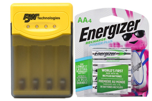 Quest Q2 Smart Charger + 4 AA Energizer Recharge 2300 mAh Batteries (Low Discharge)