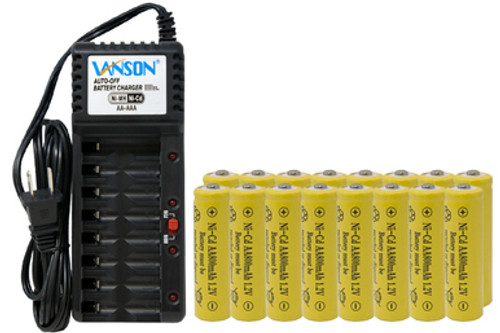 V-868 8 Bay AA & AAA Charger + 16 AA NiCd Batteries (800 mAh)