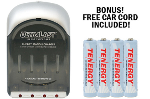 UltraLast AA / AAA Smart Battery Charger + 4 AAA Tenergy NiMH Rechargeable Batteries (1000 mAh)