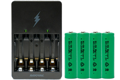 Rayovac compact AA/AAA charger with four AA NiMH batteries