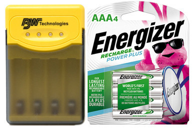 Quest Q2 smart charger with four Energizer AAA NiMH batteries