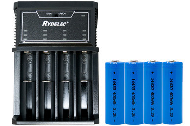 T4 4 Slot Smart Charger + 4 x 3.2 Volt LiFePO4 14430 Batteries (400 mAh)