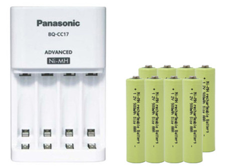 Panasonic BQ-CC17 Smart Battery Charger + 8 AAA NiMH Batteries (900 mAh)