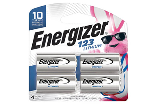 Energizer CR123A 3 Volt Lithium Batteries (4 Card)