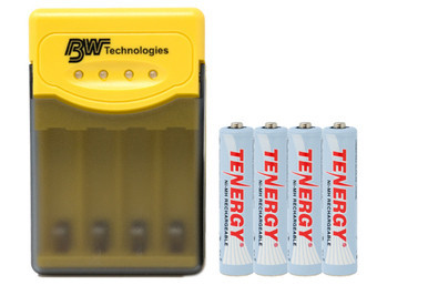 Quest Q2 smart charger with four Tenergy AAA rechargeable batteries