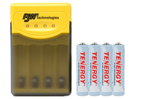 Quest Q2 Smart Charger + 4 AAA Tenergy NiMH Rechargeable Batteries (1000 mAh)